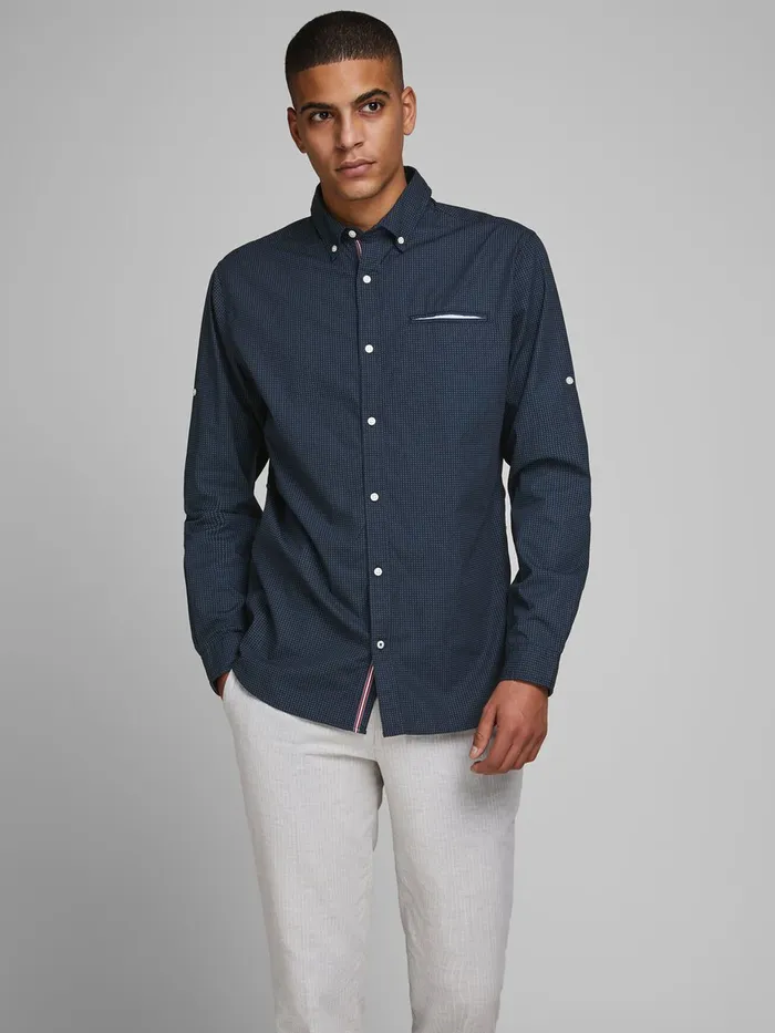Shirts JACK and JONES Mens BUTTONDOWN LINEN SHIRT Blue Navy Blazer Gift 4 You