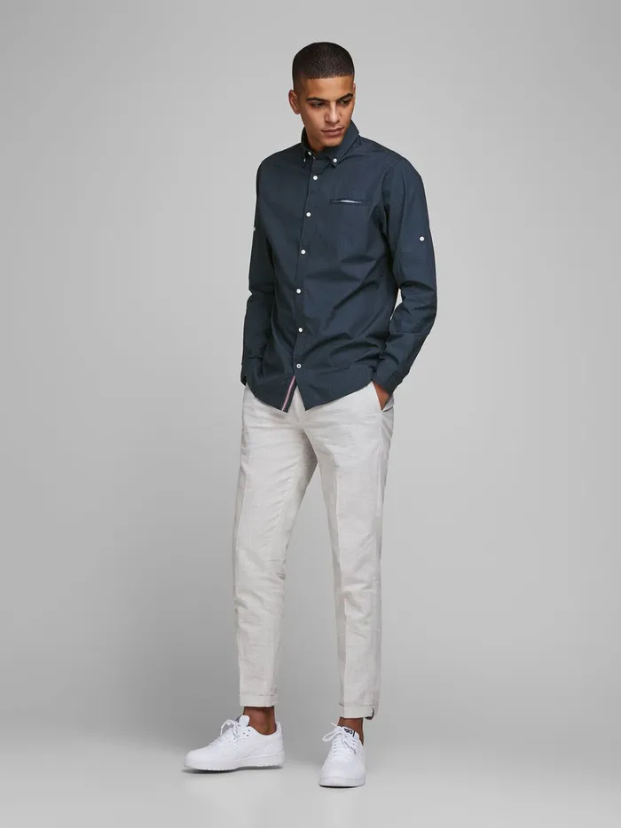 Shirts JACK and JONES Mens BUTTONDOWN LINEN SHIRT Blue Navy Blazer Gift 4 You