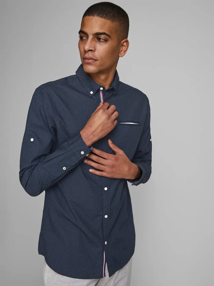 Shirts JACK and JONES Mens BUTTONDOWN LINEN SHIRT Blue Navy Blazer Gift 4 You
