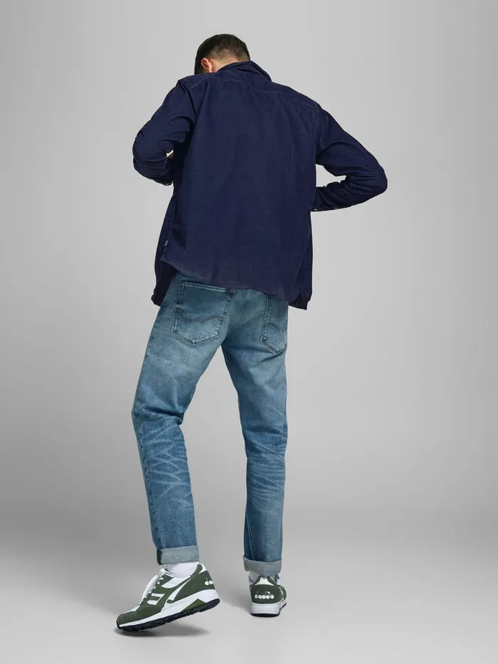 Shirts JACK and JONES Mens COMFORT FIT CORDUROY SHIRT Blue Dark Blue Denim Popular