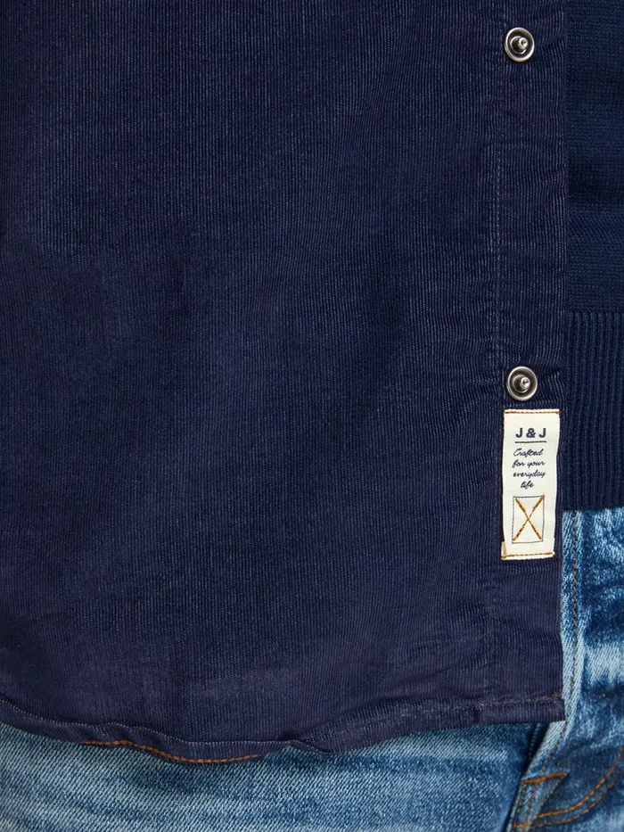 Shirts JACK and JONES Mens COMFORT FIT CORDUROY SHIRT Blue Dark Blue Denim Popular