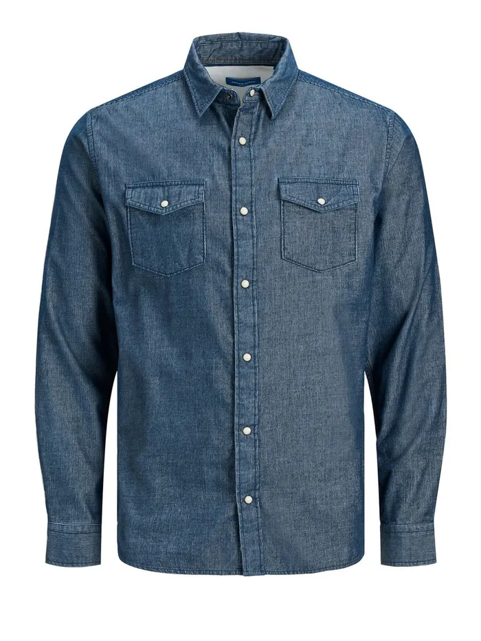 Shirts JACK and JONES Mens COMFORT FIT CORDUROY SHIRT Blue Dark Blue Denim Popular