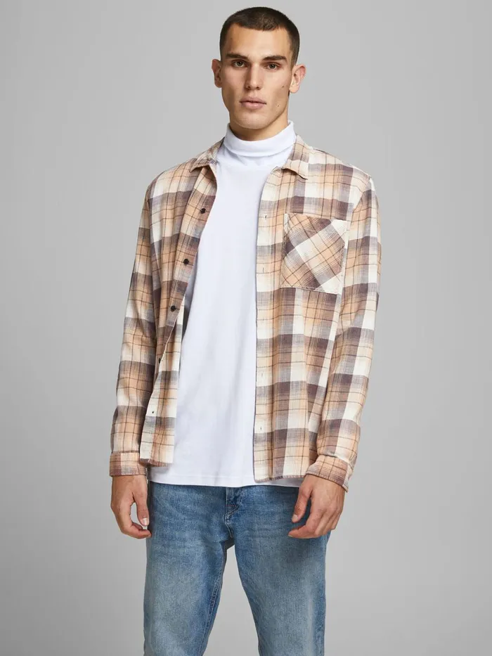 Shirts JACK and JONES Mens COMFORT FIT SHIRT Beige Crockery Gift Ideas
