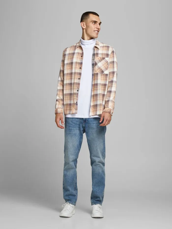 Shirts JACK and JONES Mens COMFORT FIT SHIRT Beige Crockery Gift Ideas