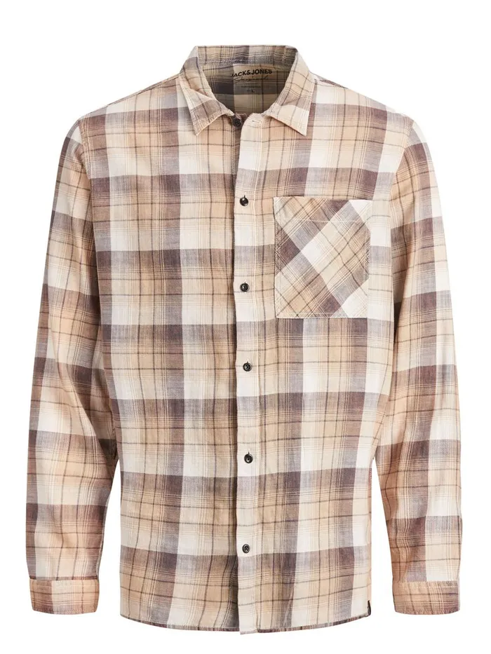 Shirts JACK and JONES Mens COMFORT FIT SHIRT Beige Crockery Gift Ideas