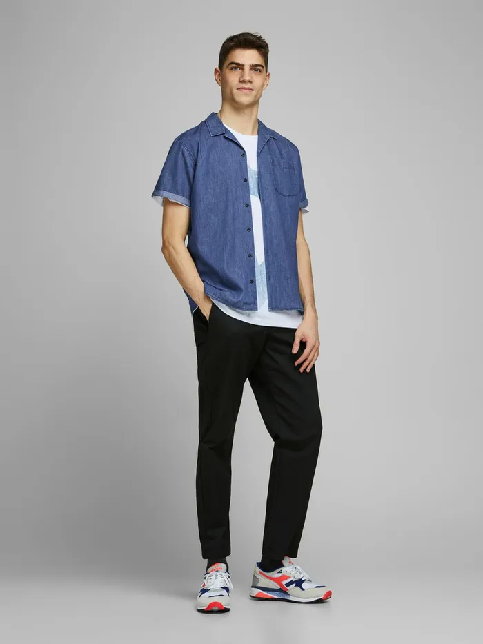 Shirts JACK and JONES Mens DENIM SHORT SLEEVED SHIRT Blue Medium Blue Denim Gift Ideas
