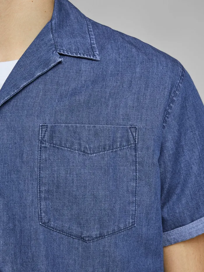 Shirts JACK and JONES Mens DENIM SHORT SLEEVED SHIRT Blue Medium Blue Denim Gift Ideas