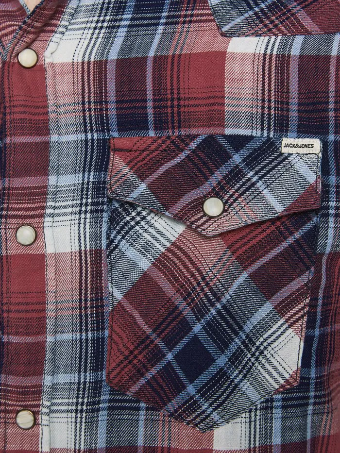 Shirts JACK and JONES Mens PLAID LONGSLEEVED SHIRT Red Tango Red Casaul