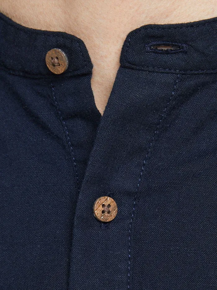 Shirts JACK and JONES Mens POPLIN LINEN TUNIC SHIRT Blue Navy Blazer On Sale
