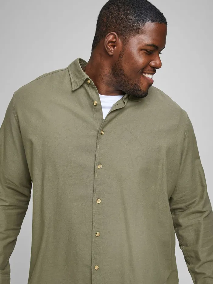 Shirts JACK and JONES Mens POPLIN PLUS SIZE SHIRT Green Dusty Olive Gift for Friend