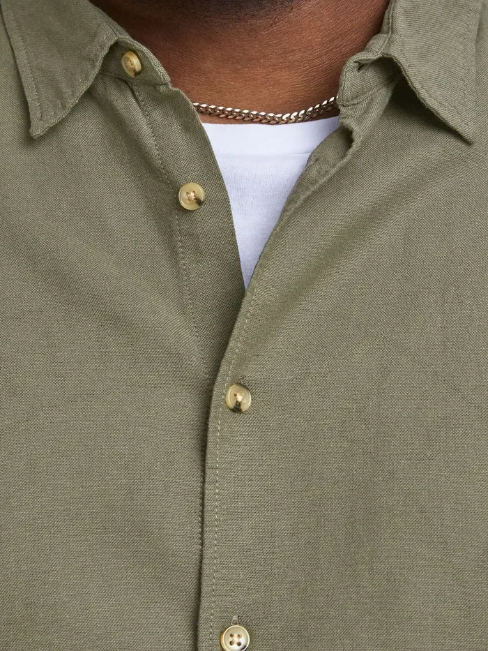 Shirts JACK and JONES Mens POPLIN PLUS SIZE SHIRT Green Dusty Olive Gift for Friend