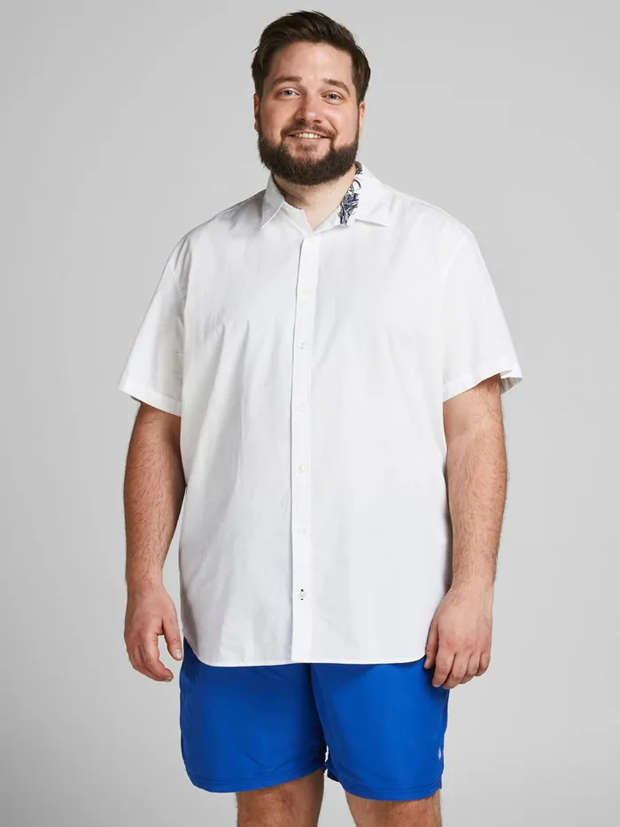 Shirts JACK and JONES Mens POPLIN PLUS SIZE SHORT SLEEVED SHIRT White Cloud Dancer Near Me Shirts JACK and JONES Mens POPLIN PLUS SIZE SHORT SLEEVED SHIRT White Cloud Dancer Near Me
