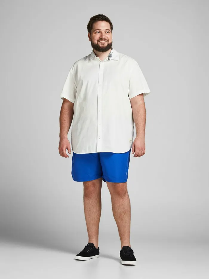 Shirts JACK and JONES Mens POPLIN PLUS SIZE SHORT SLEEVED SHIRT White Cloud Dancer Near Me