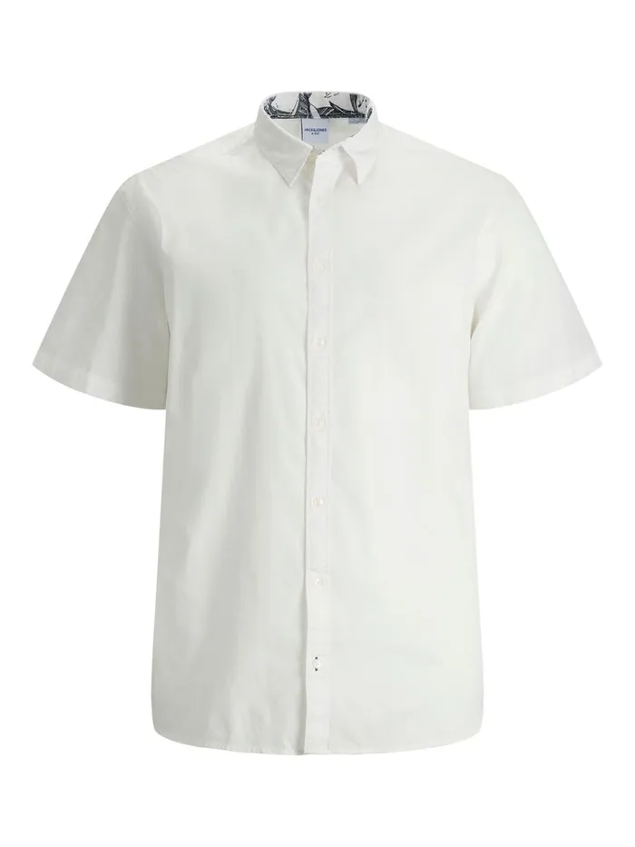 Shirts JACK and JONES Mens POPLIN PLUS SIZE SHORT SLEEVED SHIRT White Cloud Dancer Near Me