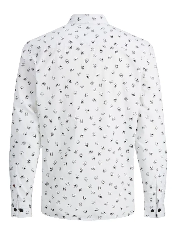 Shirts JACK and JONES Mens SKULL PRINTED SHIRT White Cloud Dancer Cheap On Sale