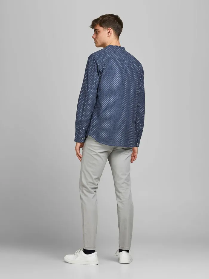 Shirts JACK and JONES Mens SLIM FIT ALLOVER PRINT POPLIN SHIRT Blue Navy Blazer Gift 4 You