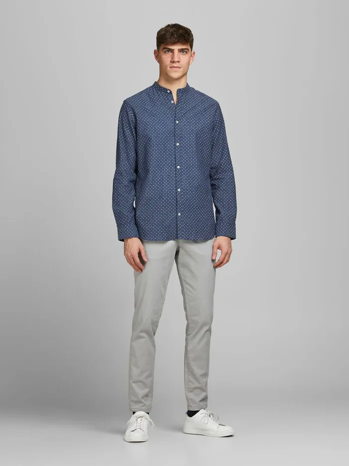Shirts JACK and JONES Mens SLIM FIT ALLOVER PRINT POPLIN SHIRT Blue Navy Blazer Gift 4 You