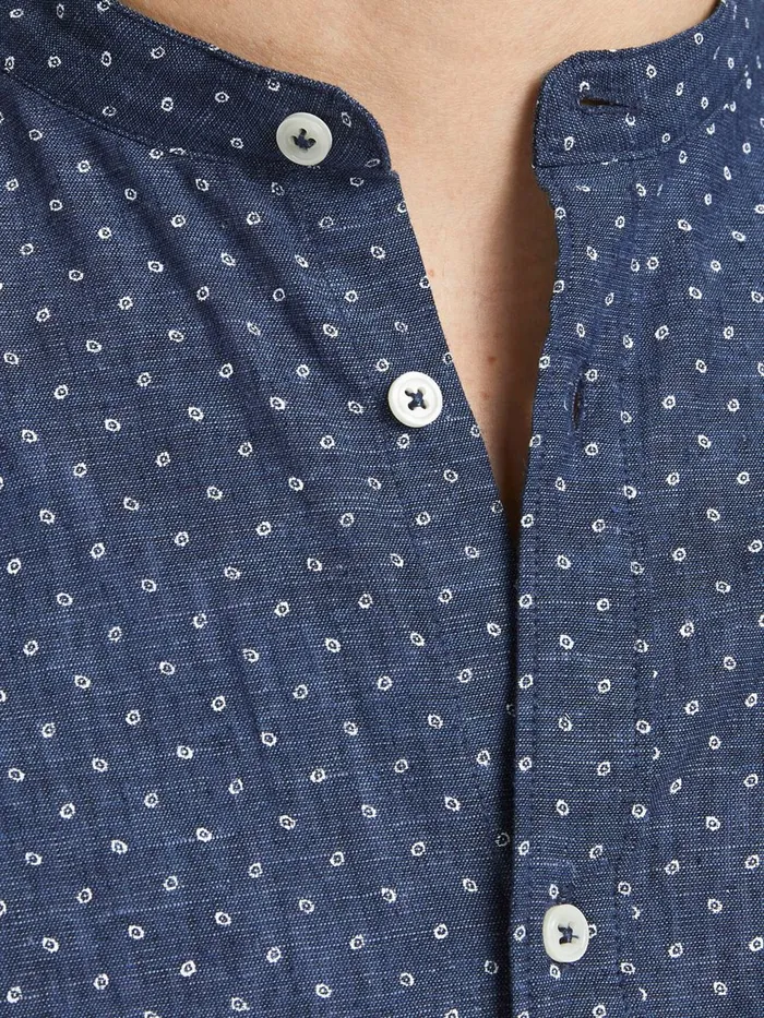 Shirts JACK and JONES Mens SLIM FIT ALLOVER PRINT POPLIN SHIRT Blue Navy Blazer Gift 4 You
