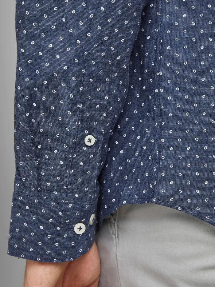 Shirts JACK and JONES Mens SLIM FIT ALLOVER PRINT POPLIN SHIRT Blue Navy Blazer Gift 4 You