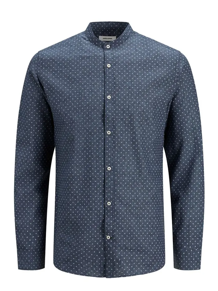 Shirts JACK and JONES Mens SLIM FIT ALLOVER PRINT POPLIN SHIRT Blue Navy Blazer Gift 4 You