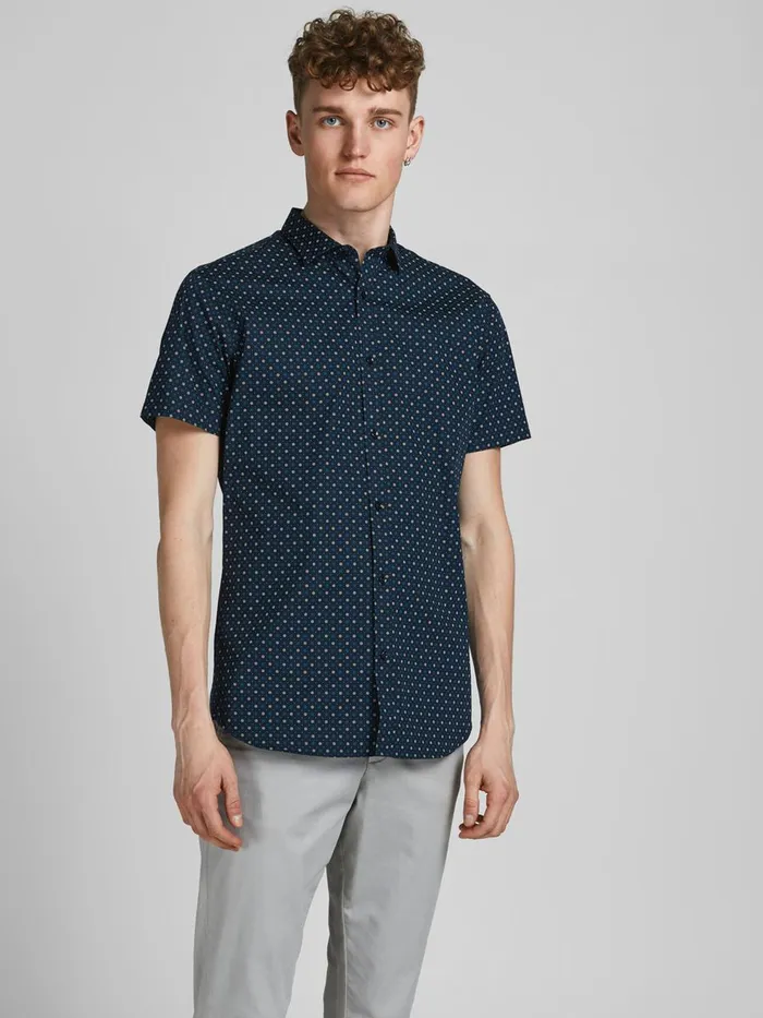 Shirts JACK and JONES Mens STRETCHCOTTON POPLIN SHORT SLEEVED SHIRT Blue Navy Blazer Popular Shirts JACK and JONES Mens STRETCHCOTTON POPLIN SHORT SLEEVED SHIRT Blue Navy Blazer Popular