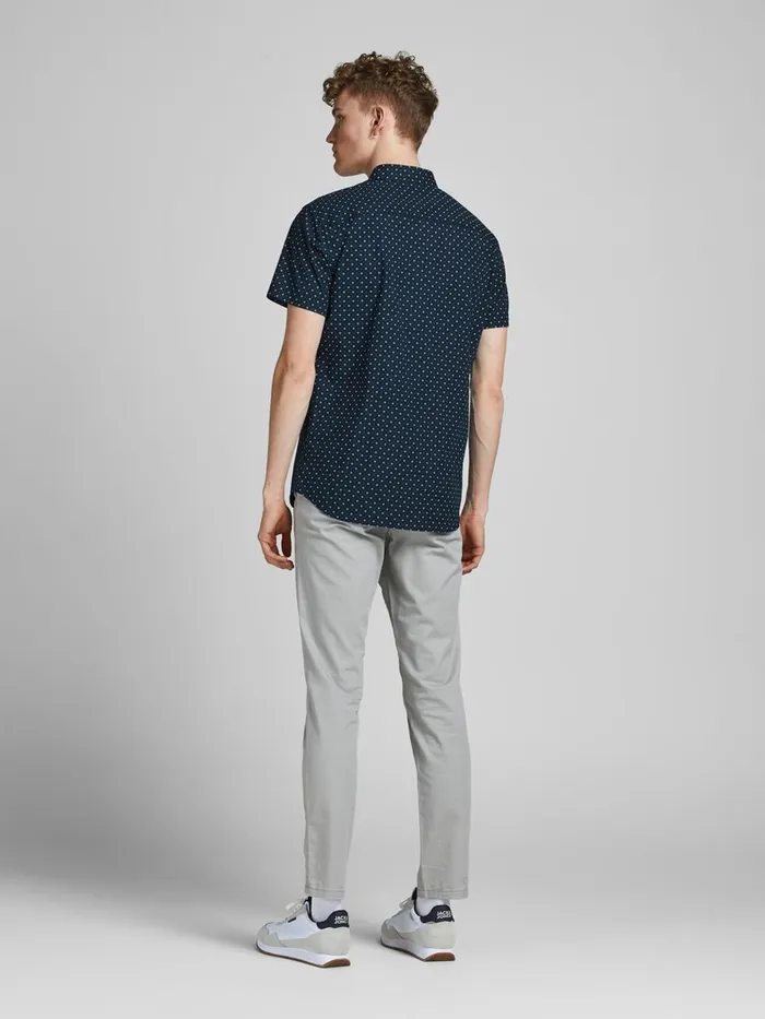 Shirts JACK and JONES Mens STRETCHCOTTON POPLIN SHORT SLEEVED SHIRT Blue Navy Blazer Popular