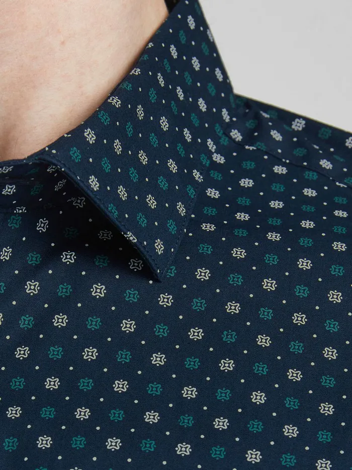 Shirts JACK and JONES Mens STRETCHCOTTON POPLIN SHORT SLEEVED SHIRT Blue Navy Blazer Popular
