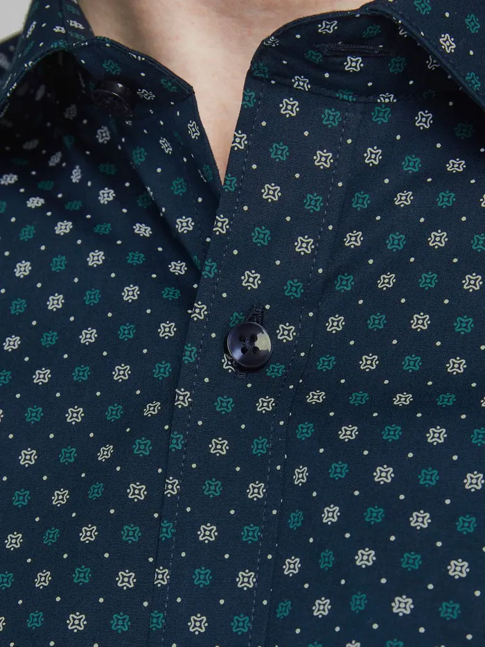 Shirts JACK and JONES Mens STRETCHCOTTON POPLIN SHORT SLEEVED SHIRT Blue Navy Blazer Popular