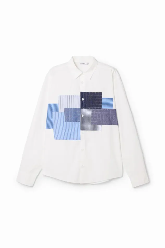 Shirts Men Desigual Patch Shirt White