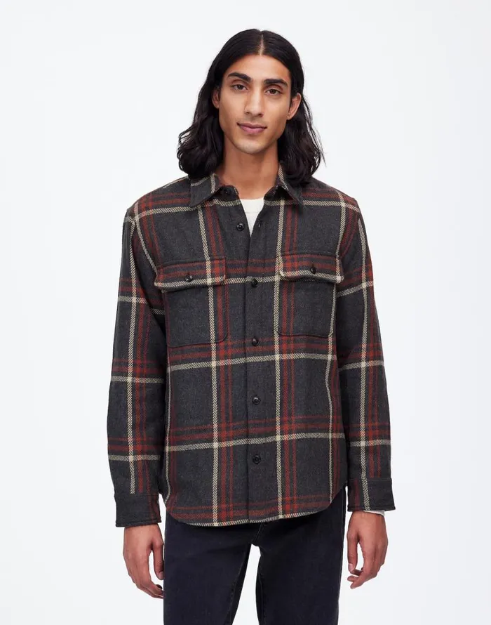Shirts Men Madewell Brushed Easy ShirtJacket In Italian Fabric Cool Obsidian Heather Shirts Men Madewell Brushed Easy ShirtJacket In Italian Fabric Cool Obsidian Heather