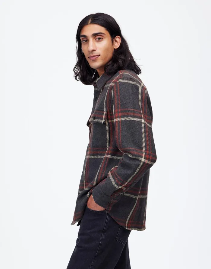 Shirts Men Madewell Brushed Easy ShirtJacket In Italian Fabric Cool Obsidian Heather
