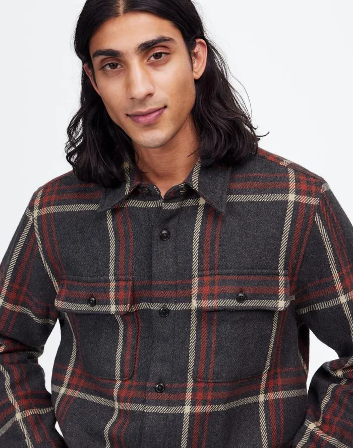 Shirts Men Madewell Brushed Easy ShirtJacket In Italian Fabric Cool Obsidian Heather