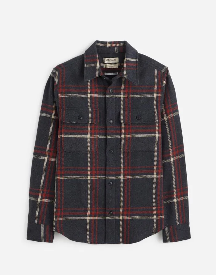 Shirts Men Madewell Brushed Easy ShirtJacket In Italian Fabric Cool Obsidian Heather