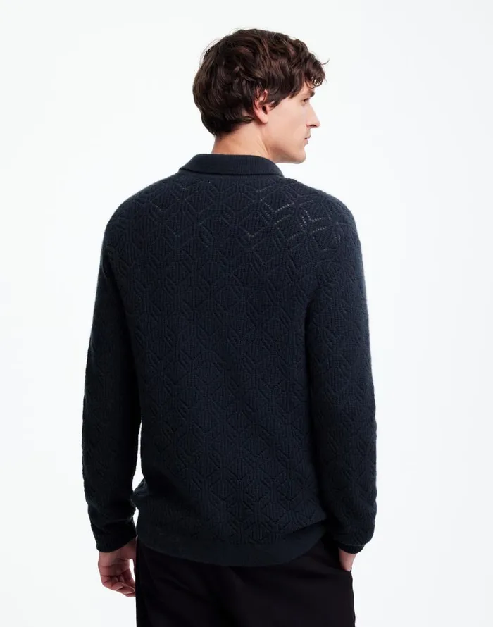 Shirts Men Madewell DiamondStitch Sweater Shirt In SoftWool Dark Metal