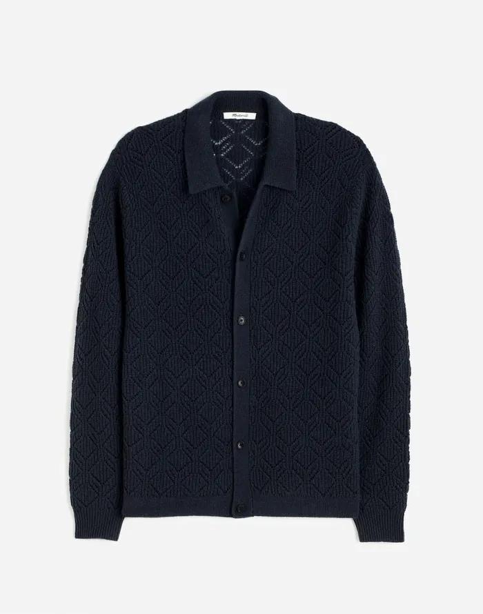 Shirts Men Madewell DiamondStitch Sweater Shirt In SoftWool Dark Metal