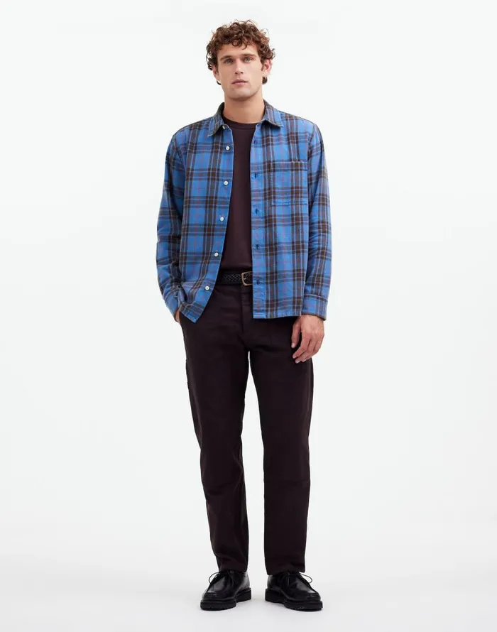 Shirts Men Madewell Easy Shirt In Brushed Flannel Honorary Blue