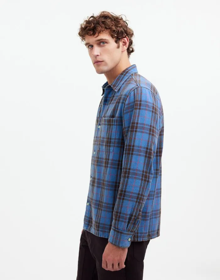 Shirts Men Madewell Easy Shirt In Brushed Flannel Honorary Blue