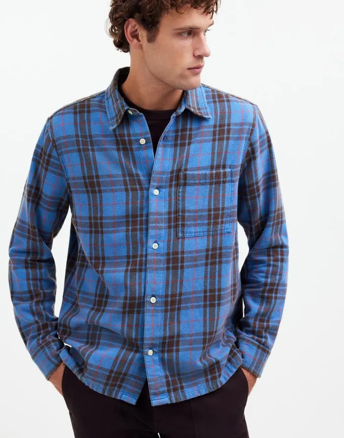 Shirts Men Madewell Easy Shirt In Brushed Flannel Honorary Blue