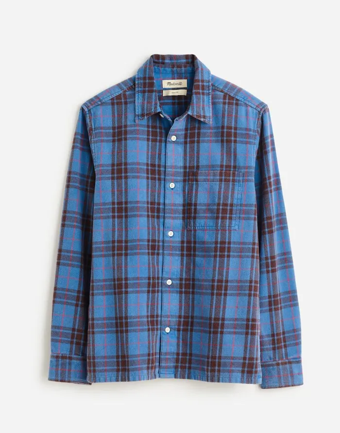 Shirts Men Madewell Easy Shirt In Brushed Flannel Honorary Blue