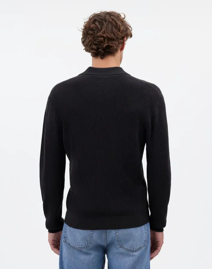 Shirts Men Madewell JohnnyCollar Sweater Polo Shirt In Merino Wool Dark Bottle