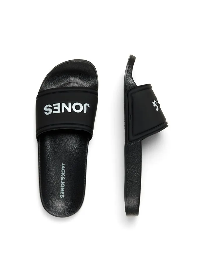 Shoes JACK and JONES Junior BOYS DEBOSSED LOGO POOL SLIDES Black Anthracite Near Me