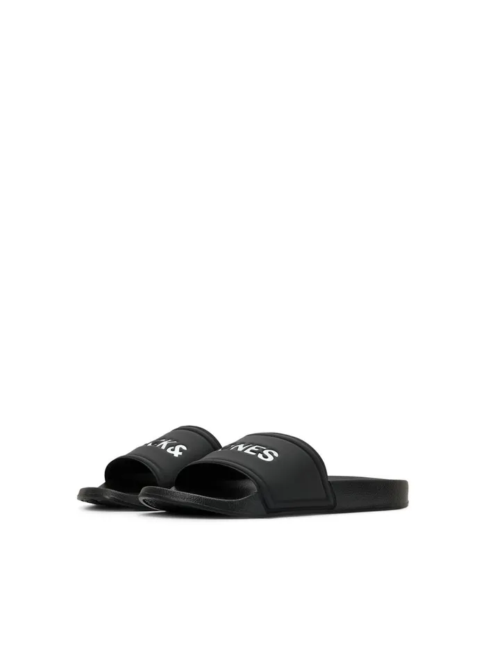Shoes JACK and JONES Junior BOYS DEBOSSED LOGO POOL SLIDES Black Anthracite Near Me