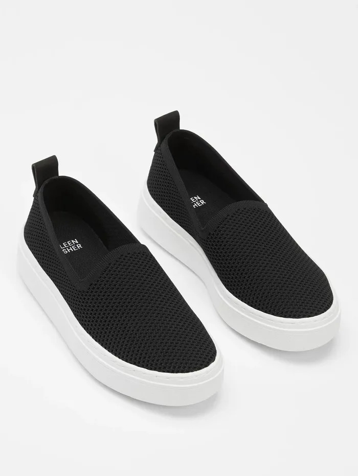 Shoes Women Eileen Fisher Prosper Platform Sneaker In Recycled Stretch Knit Black