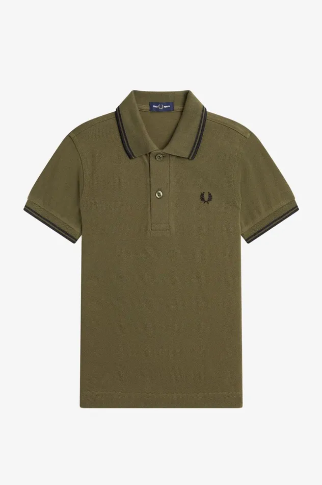 Shop The ShirtKids Twin Tipped Shirt Uniform Greenblack Fred Perry Kids