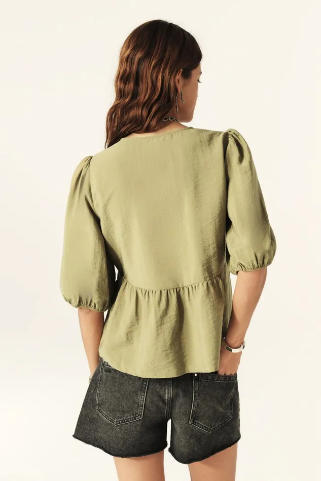 ShortSleeve Top Locky Green Women Baandsh Tops and Shirts