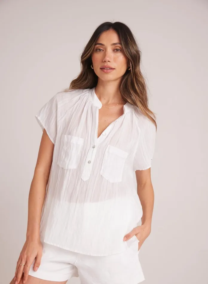 Short Sleeve Women Bella Dahl Short Sleeve Pocket Pullover 8211 White