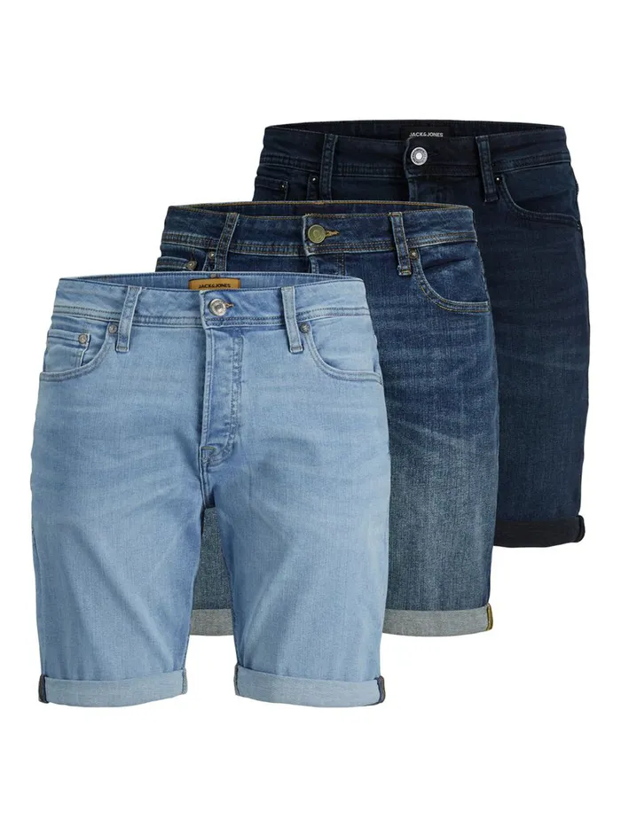 Shorts JACK and JONES Mens 3PACK RICK ORIGINAL AGI DENIM SHORTS Blue Medium Blue Denim Online