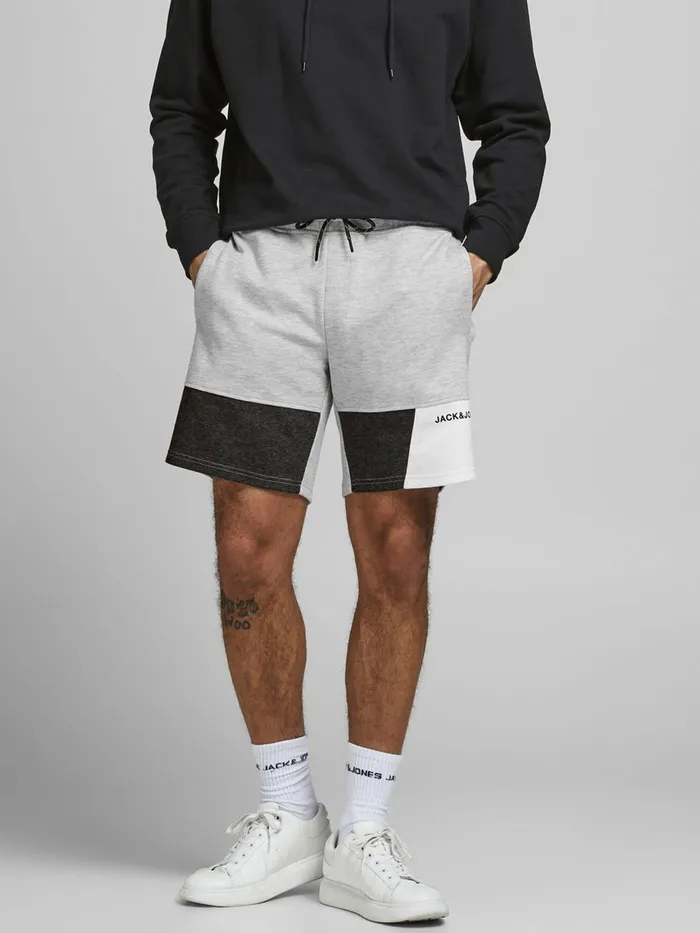 Shorts JACK and JONES Mens COLOUR BLOCK SWEAT SHORTS Grey Light Grey Melange Casaul Shorts JACK and JONES Mens COLOUR BLOCK SWEAT SHORTS Grey Light Grey Melange Casaul