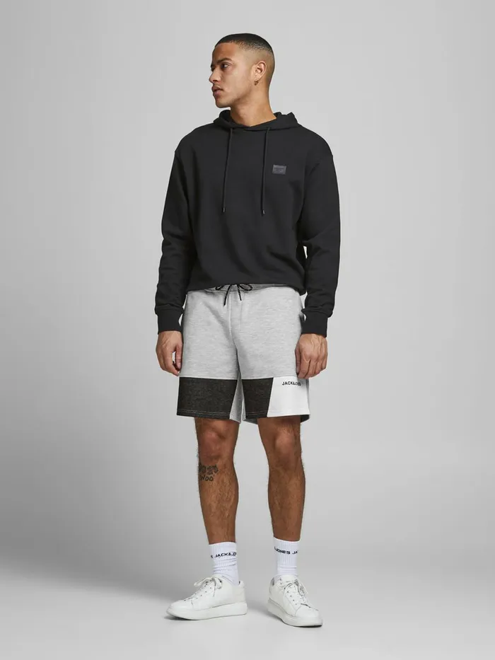 Shorts JACK and JONES Mens COLOUR BLOCK SWEAT SHORTS Grey Light Grey Melange Casaul