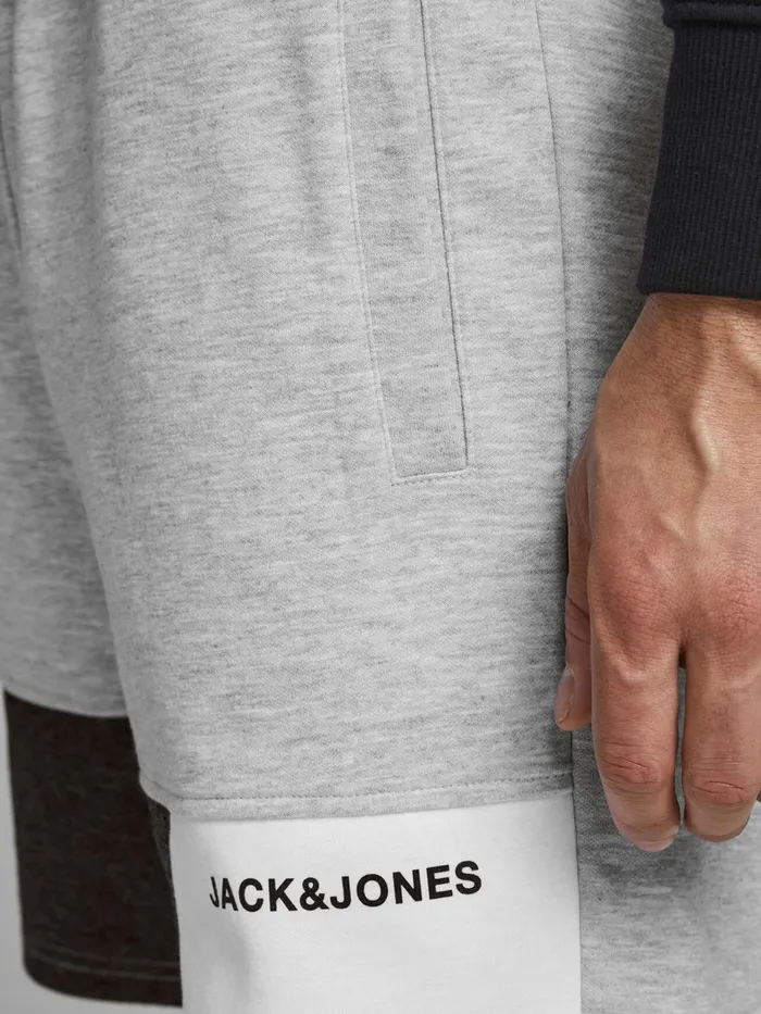 Shorts JACK and JONES Mens COLOUR BLOCK SWEAT SHORTS Grey Light Grey Melange Casaul